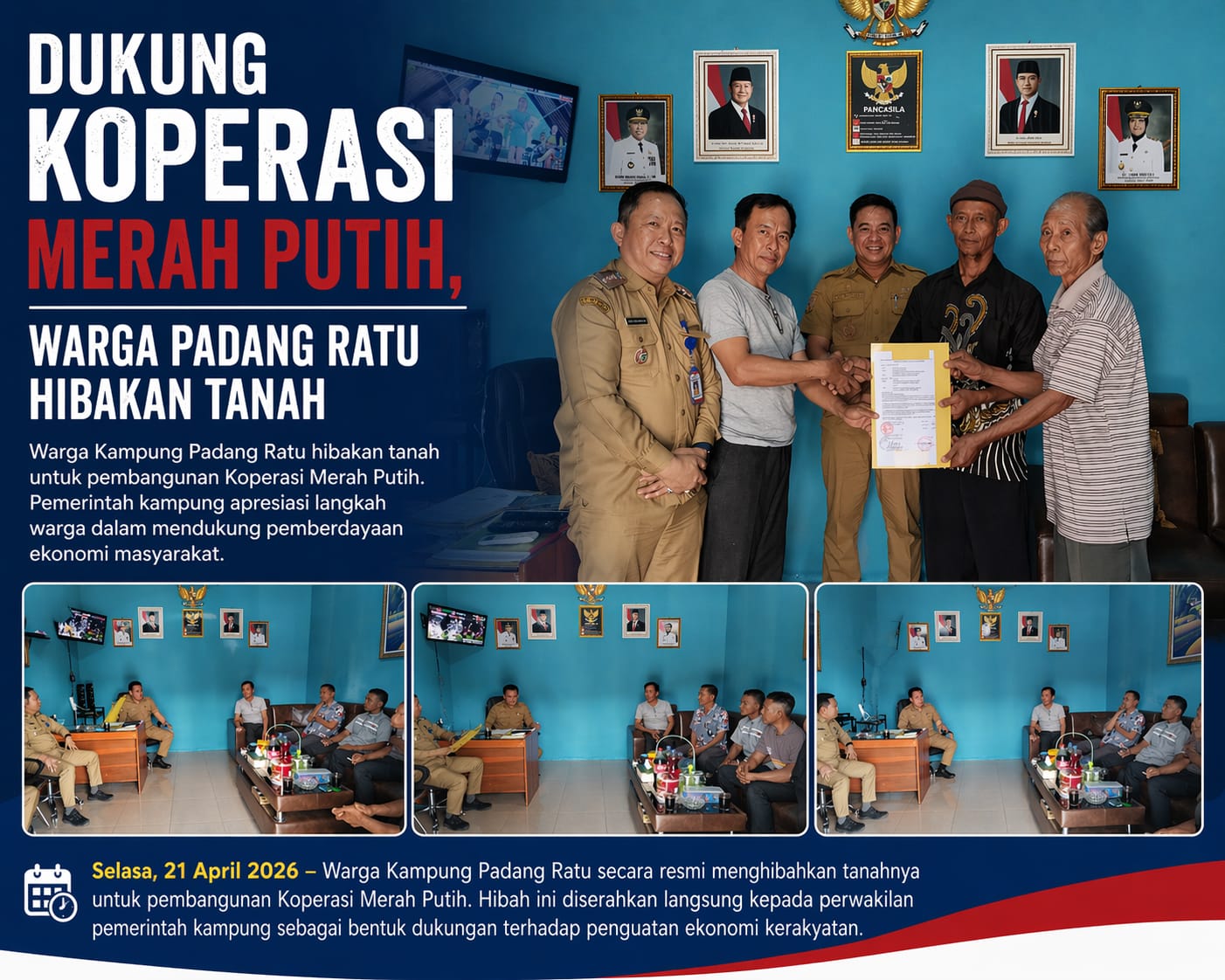 Warga Padang Ratu Hibahkan 850,5 m² Tanah untuk Koperasi Merah Putih