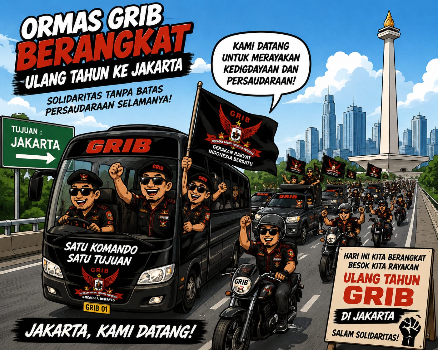 Lampung Timur Berangkatkan 50 Anggota Demi Ikut Sukseskan Harlah GRIB Jaya ke 15 di Istora Senayan Jakarta 
